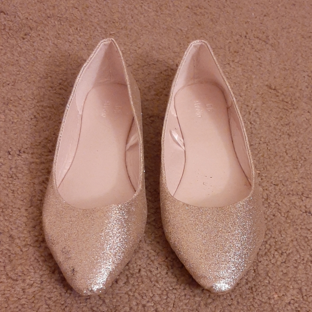 David's Bridal Gold Flats